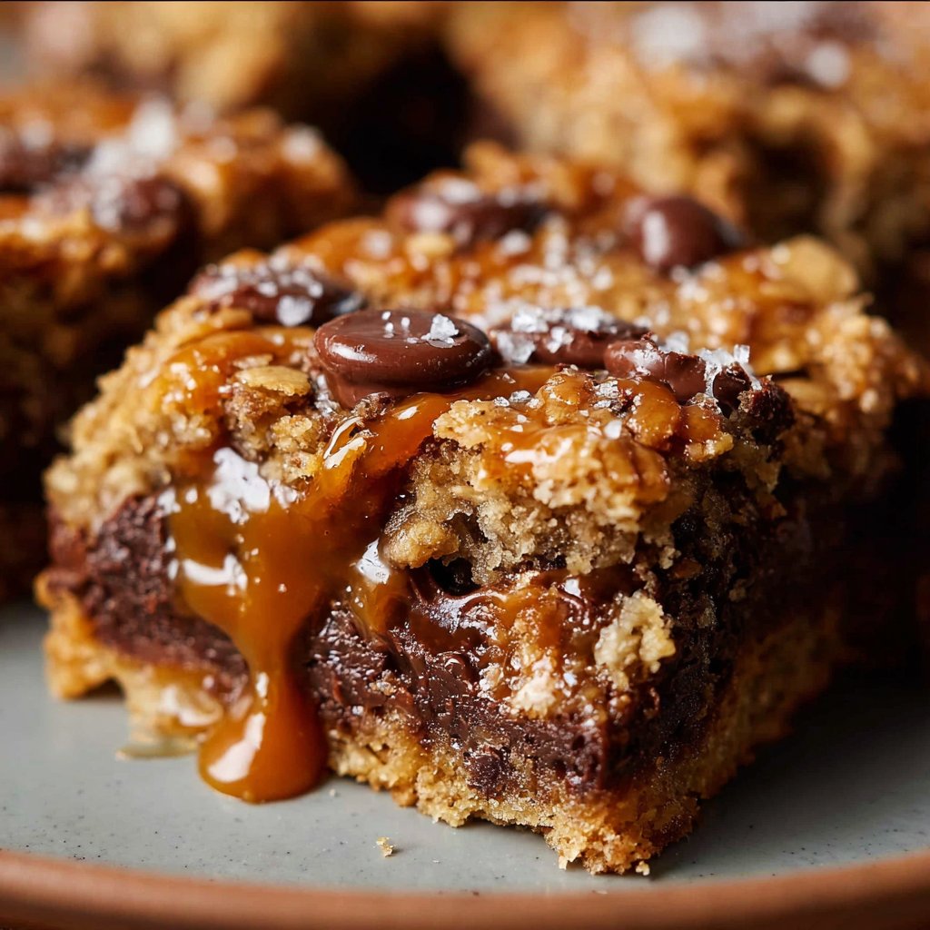 Salted Caramel Chocolate Chip Oat Cookie Bars 2 Salted Caramel Chocolate Chip Oat Cookie Bars