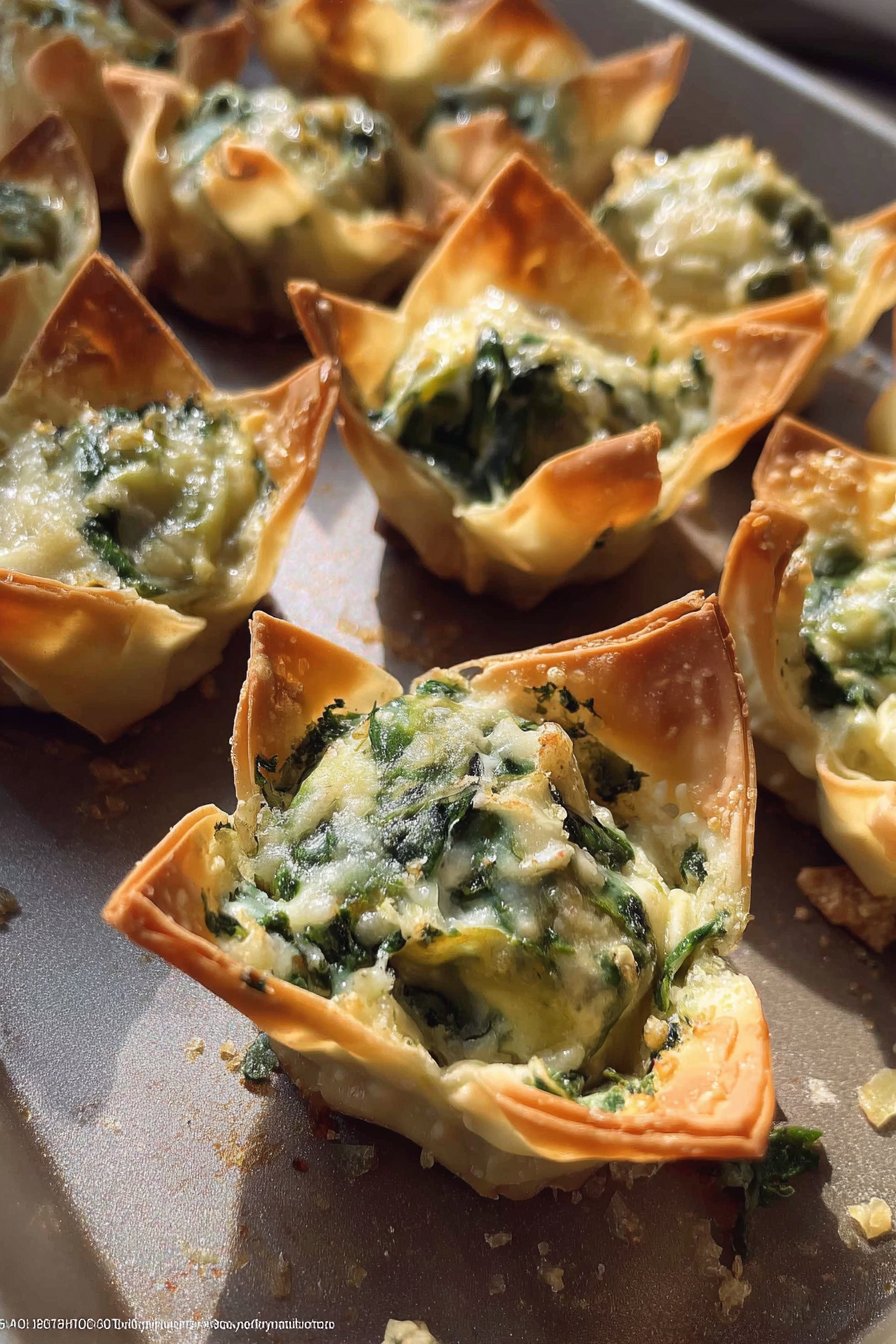 Spinach & Artichoke Wontons: A Flavorful Fusion of Greens and Creamy Goodness!