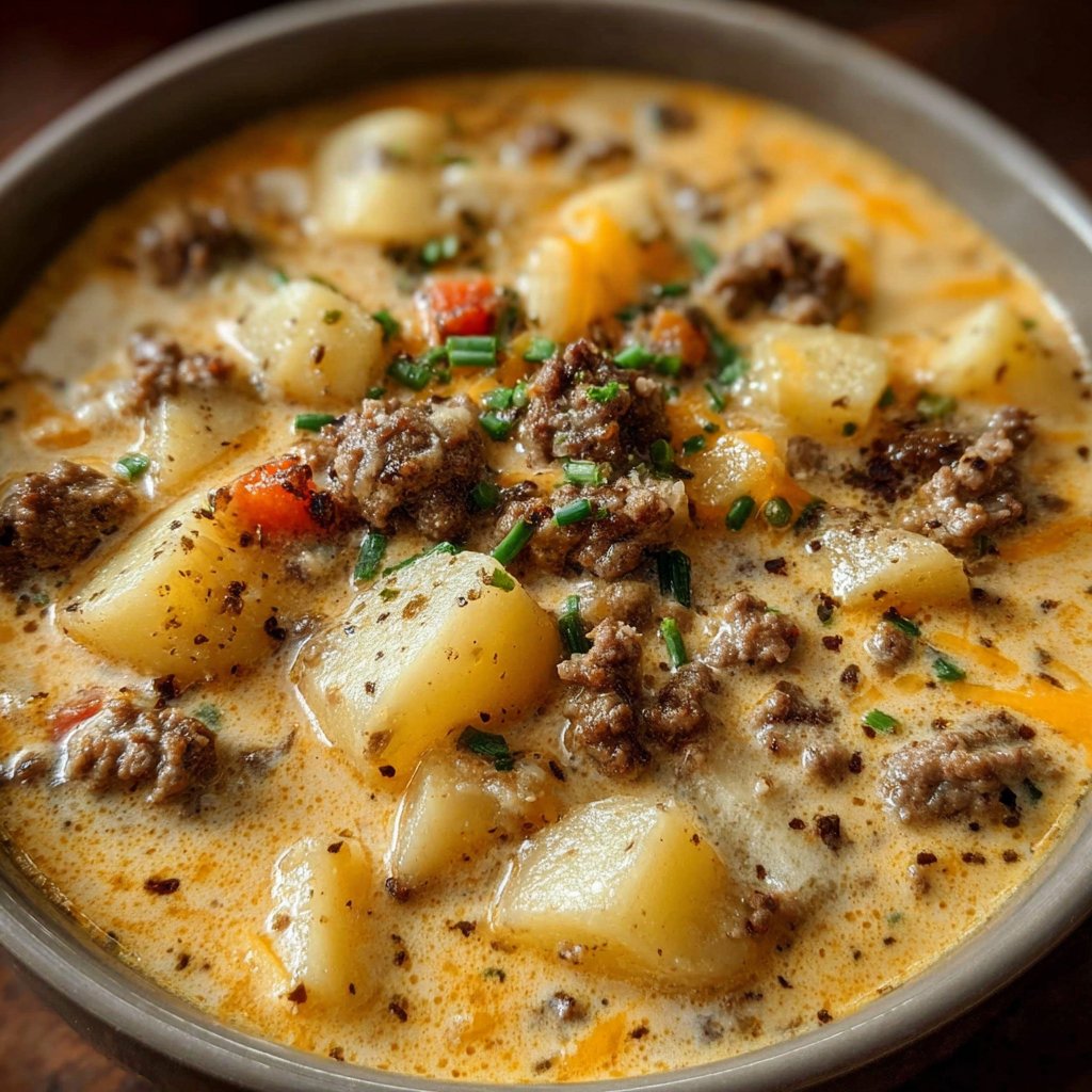 Crockpot Creamy Potato & Hamburger Soup 2 Crockpot Creamy Potato & Hamburger Soup