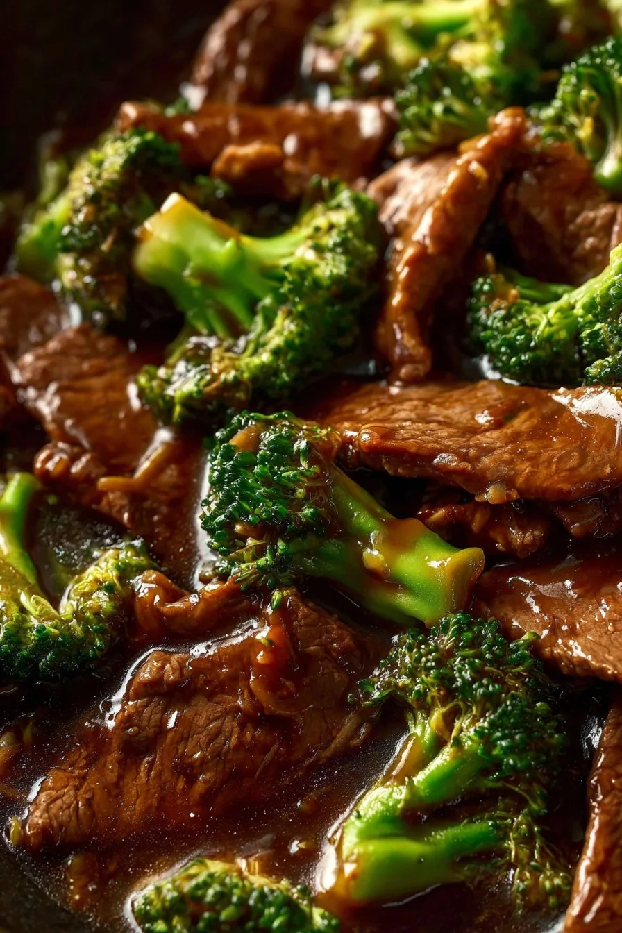 Beef and Broccoli 3 Delicious Beef and Broccoli stir-fry garnished with sesame seeds.