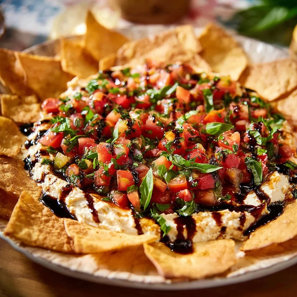 Bruschetta Dip – Fresh, Creamy & Crowd-Pleasing 3 Delicious bruschetta dip served with toasted bread slices