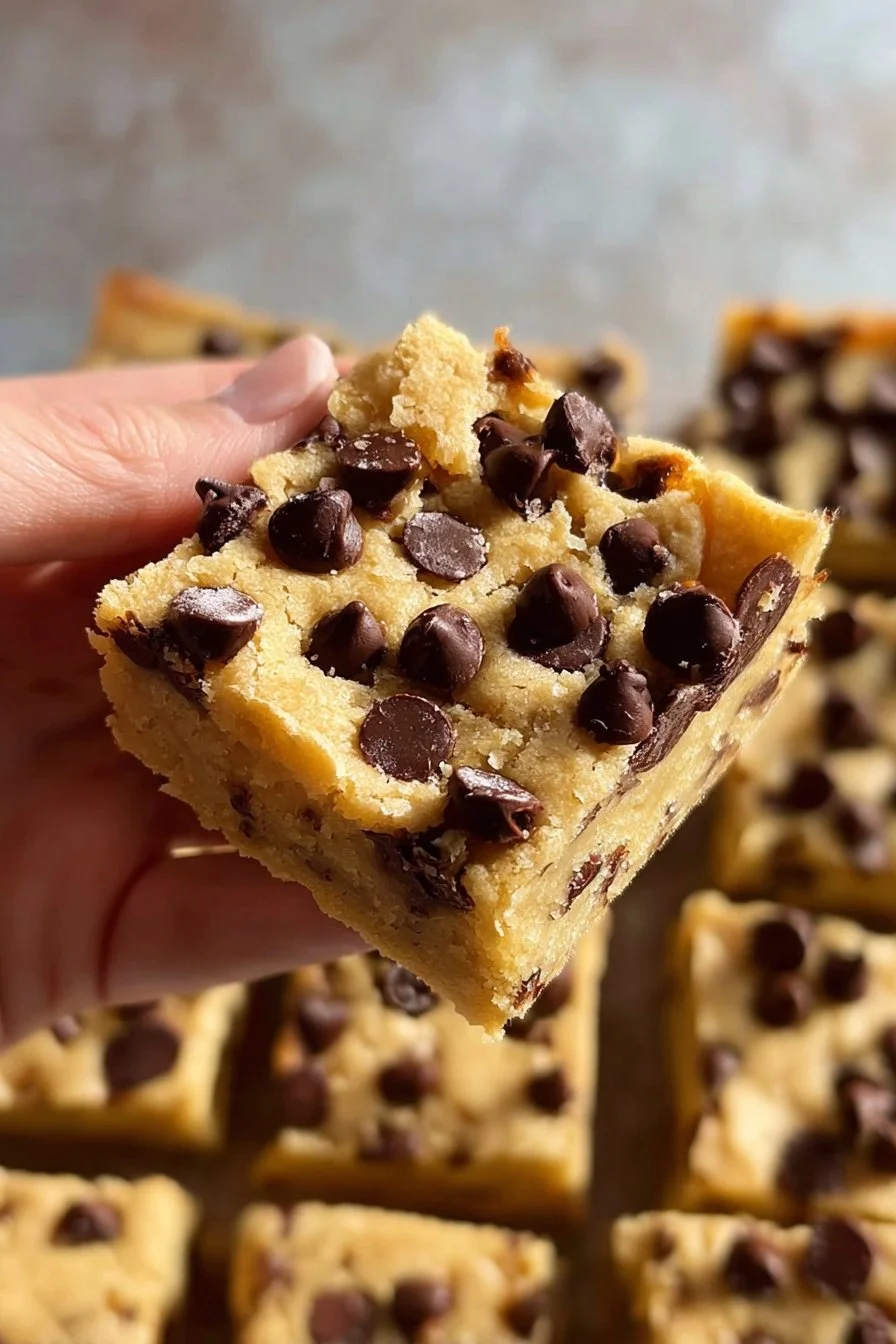 Cake Mix Cookie Bars 3 Delicious cake mix cookie bars on a rustic wooden table