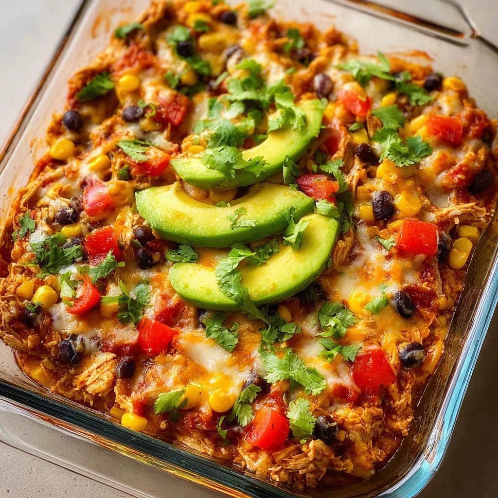 High-Protein Chicken Cottage Cheese Enchilada Bowls 3 High-protein chicken cottage cheese enchilada bowls served in a bowl