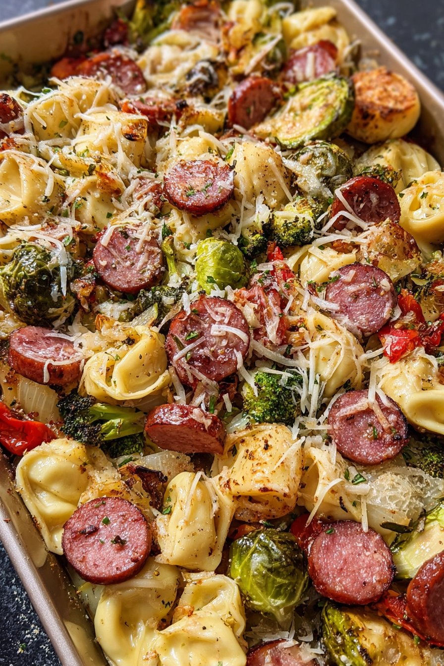 Easy Sheet Pan Tortellini and Kielbasa 2 Easy Sheet Pan Tortellini and Kielbasa