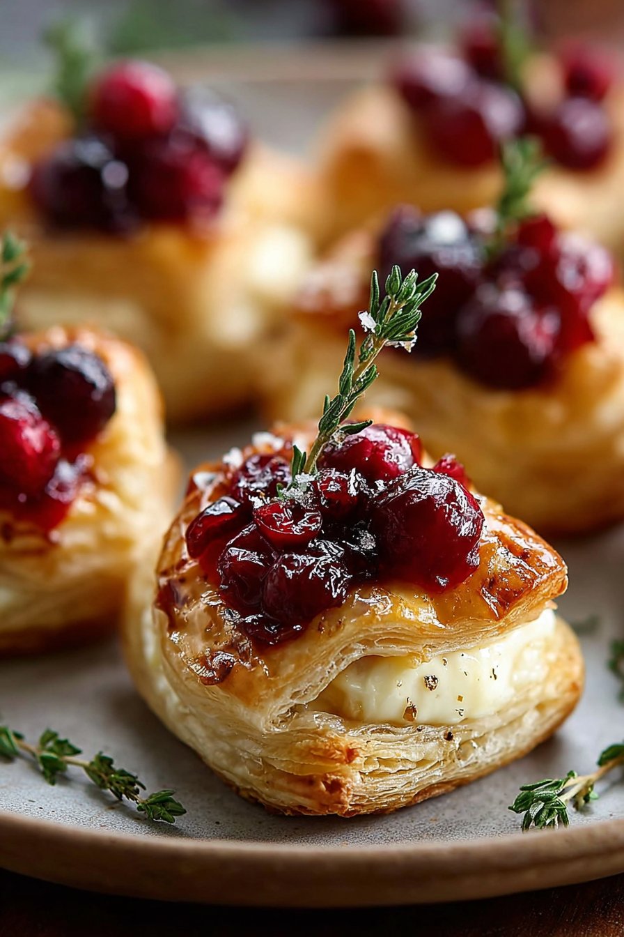Cranberry Brie Puff Pastry Bites