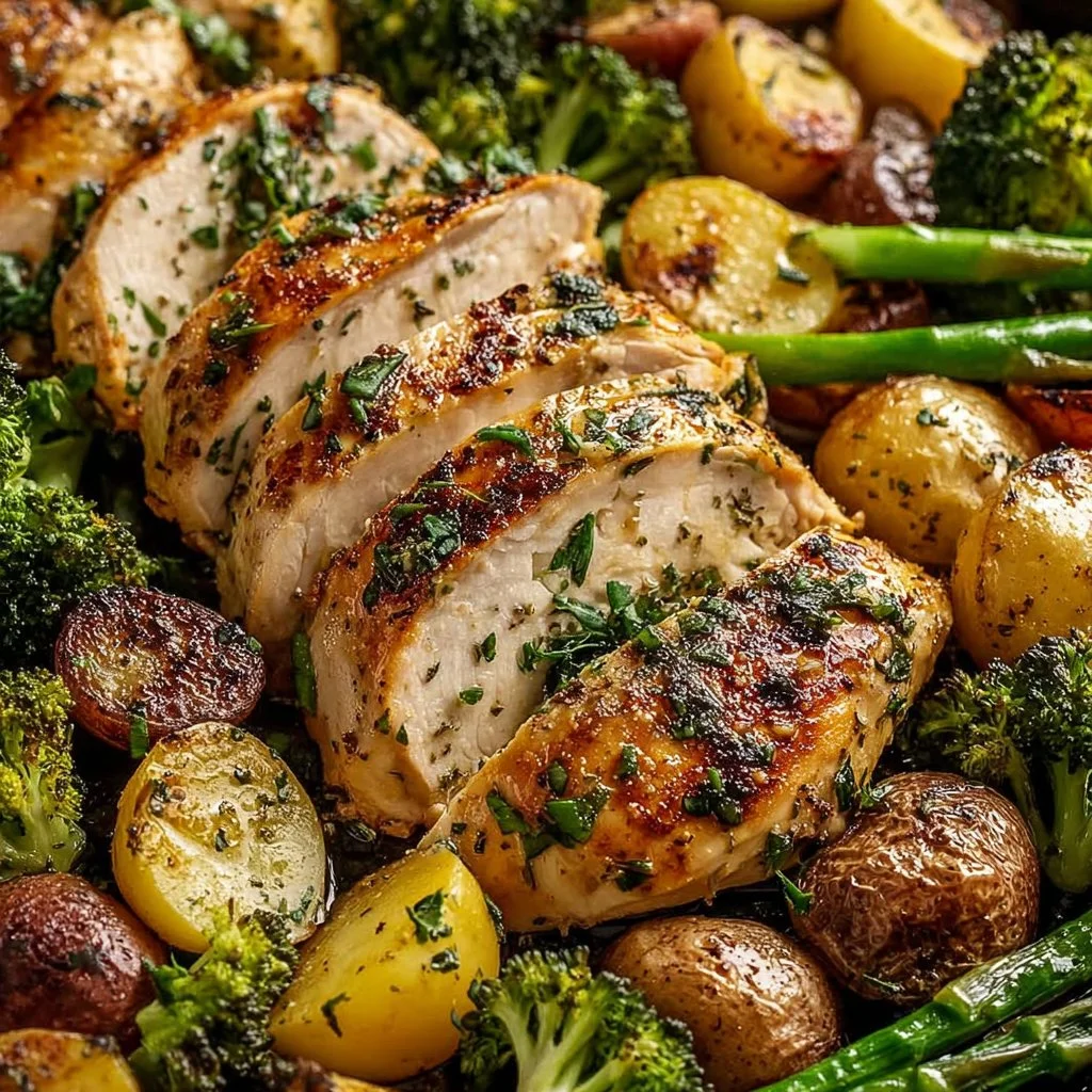 Sheet Pan Garlic Butter Chicken and Veggies 3 Sheet pan garlic butter chicken with vibrant vegetables