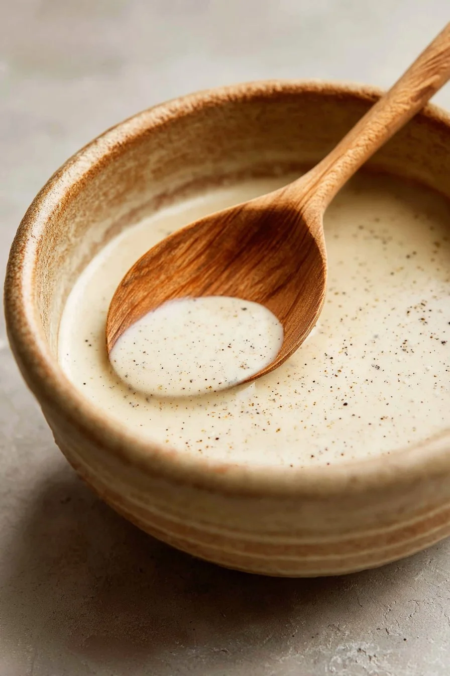 Tahini Dressing 3 Creamy tahini dressing drizzled over a fresh salad