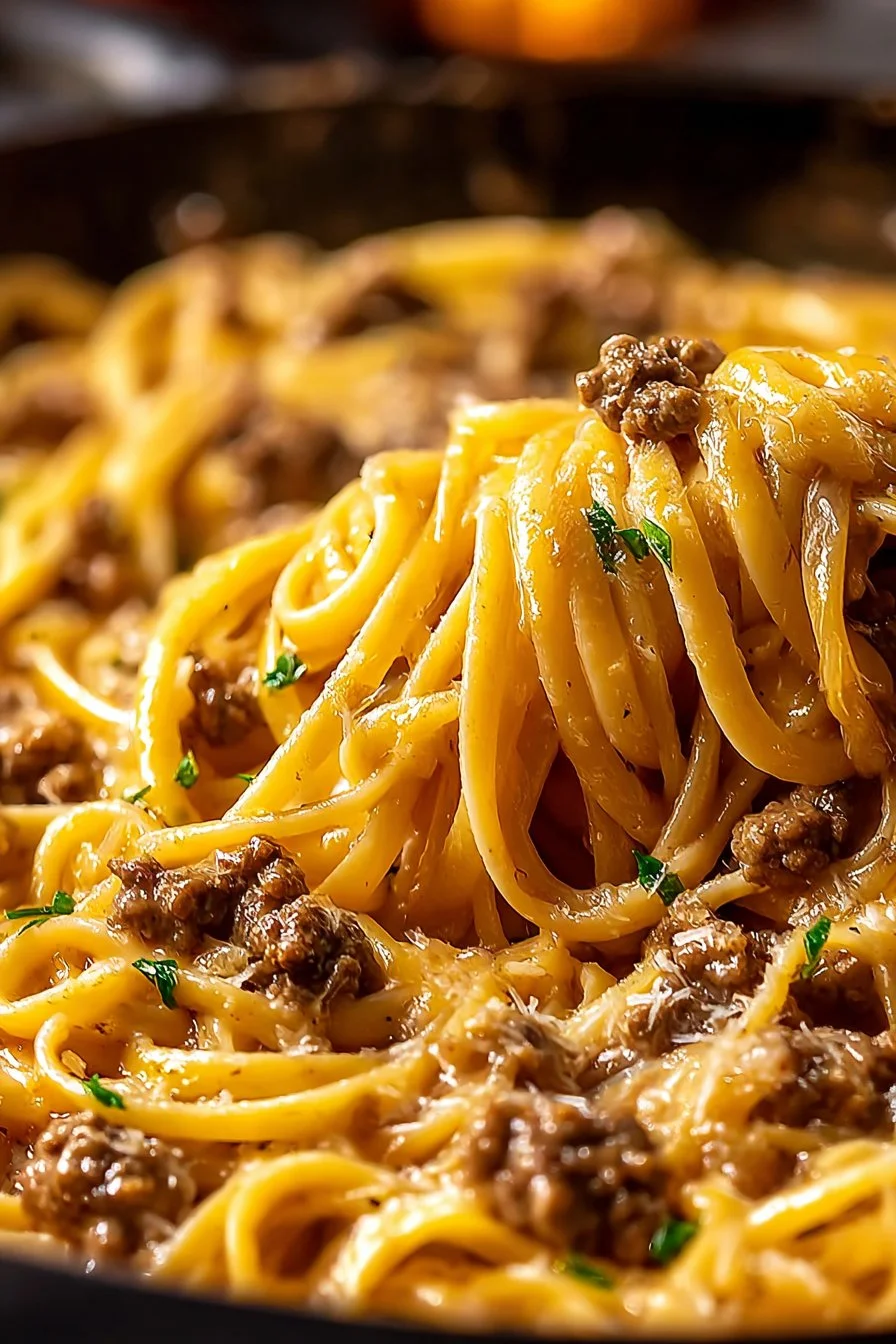 Beef and Garlic Butter Pasta recipe 1 Delicious Beef and Garlic Butter Pasta served in a bowl