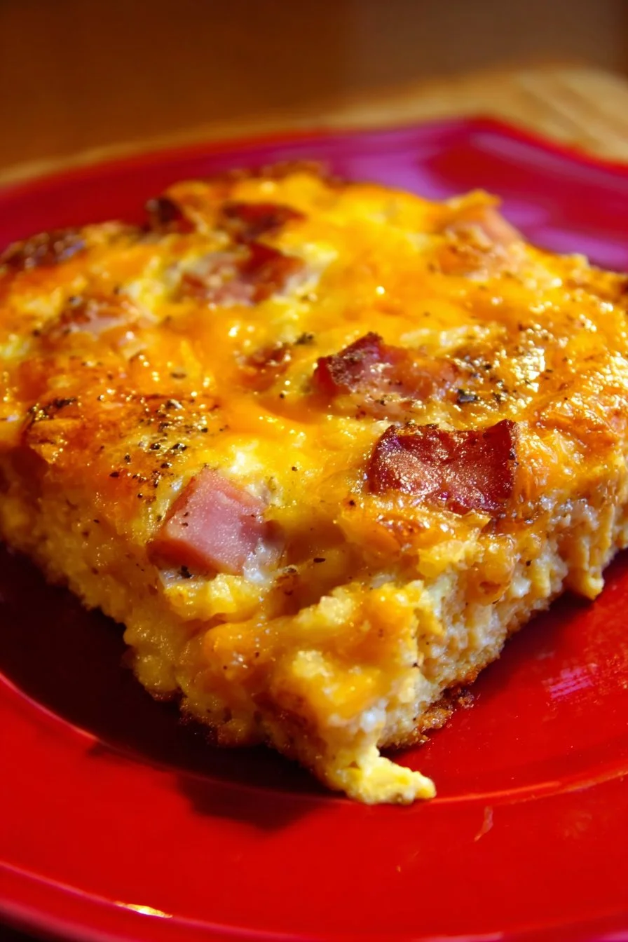 Bisquick Bacon Egg Cheese Casserole 1 Bisquick Bacon Egg Cheese Casserole baked and served in a dish