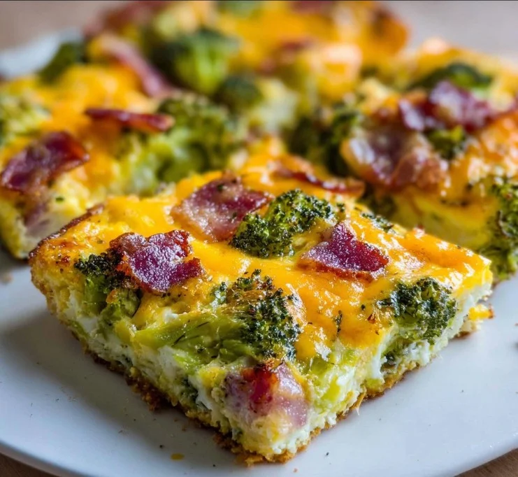 Broccoli Cheddar Egg Bake with Turkey Bacon 2 Broccoli Cheddar Egg Bake with Turkey Bacon