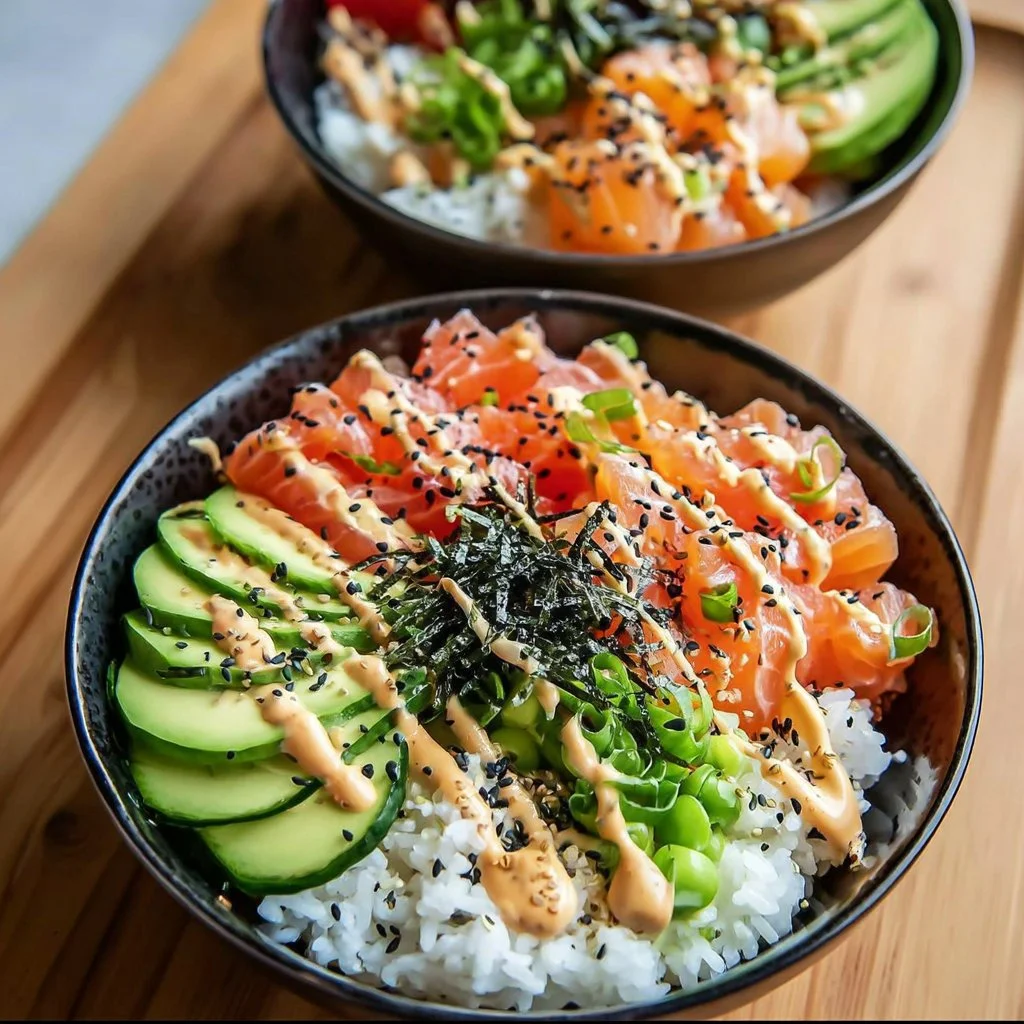 California Roll Sushi Bowls 3 California Roll Sushi Bowl with fresh ingredients and vibrant colors