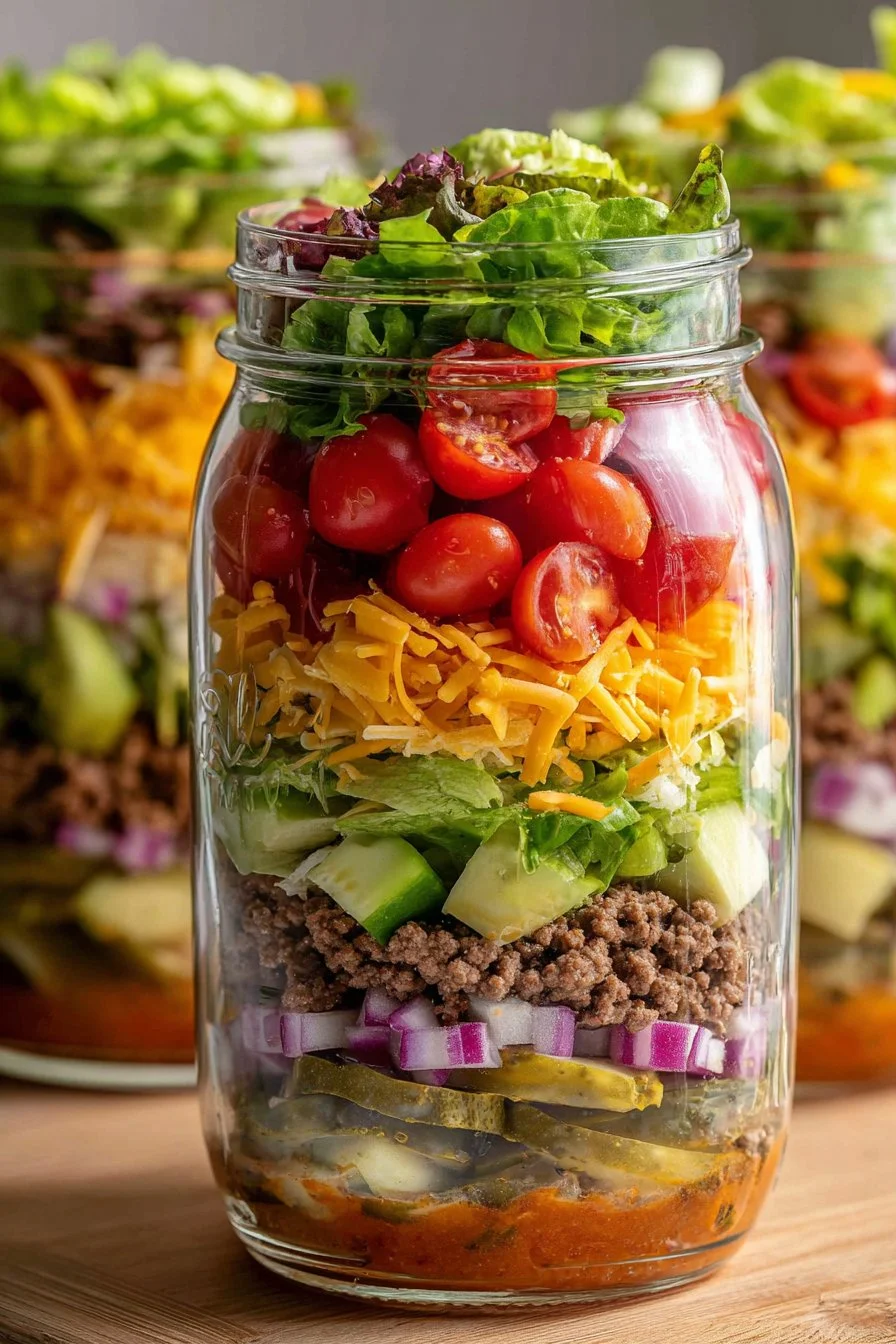 Cheeseburger Salad-in-a-Jar 2 Cheeseburger Salad-in-a-Jar