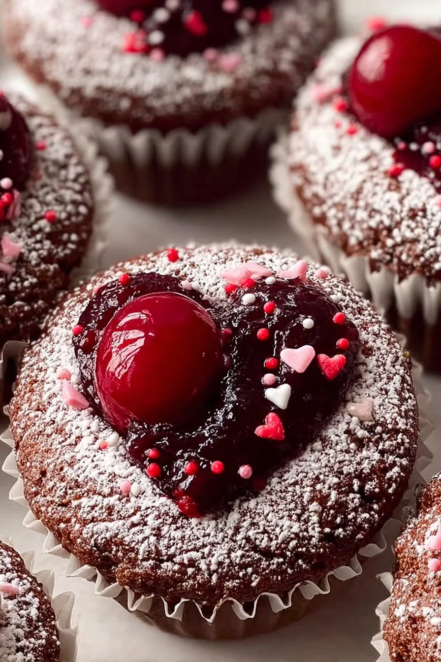 Cherry Heart Cut Out Cupcakes 2 Cherry Heart Cut Out Cupcakes