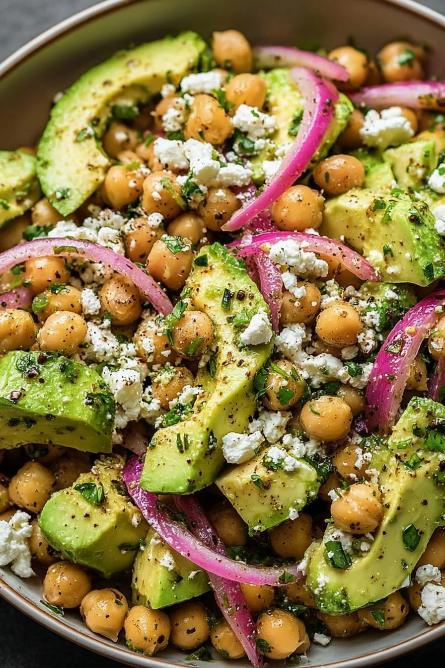 Chickpea Feta Avocado Salad