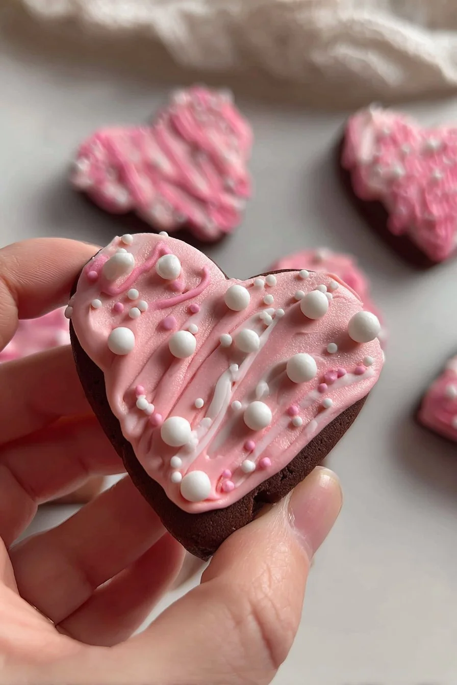 Chocolate Dipped Heart Brownies 1 Chocolate dipped heart brownies topped with a chocolate glaze