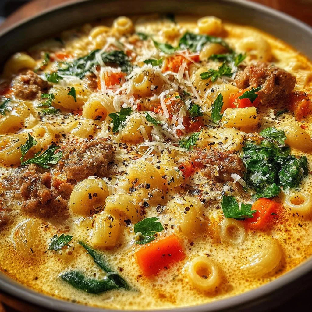 Creamy Parmesan Italian Sausage Ditalini Soup