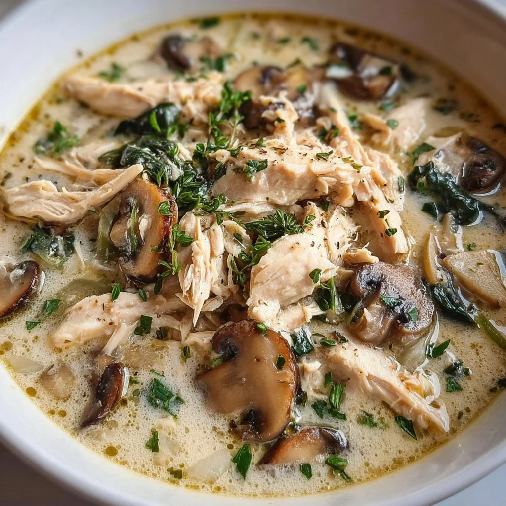 Creamy Rotisserie Chicken and Mushroom Soup