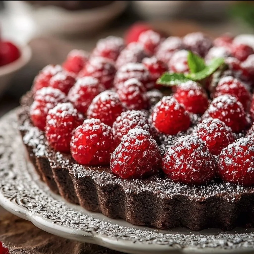 Easy Chocolate Raspberry Tart 3 Easy chocolate raspberry tart with fresh raspberries and chocolate ganache