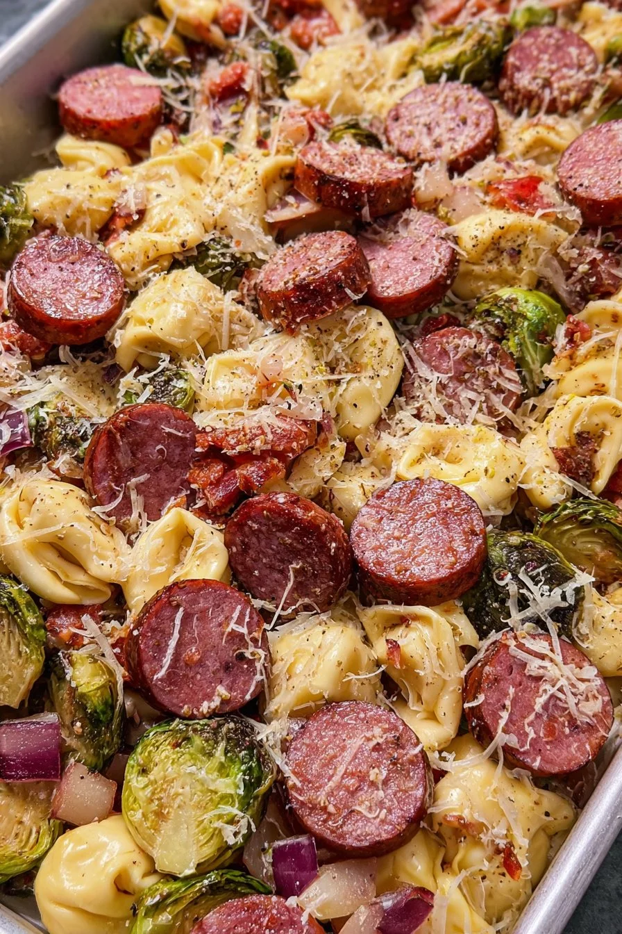 Easy Sheet Pan Tortellini and Kielbasa 2 Easy Sheet Pan Tortellini and Kielbasa