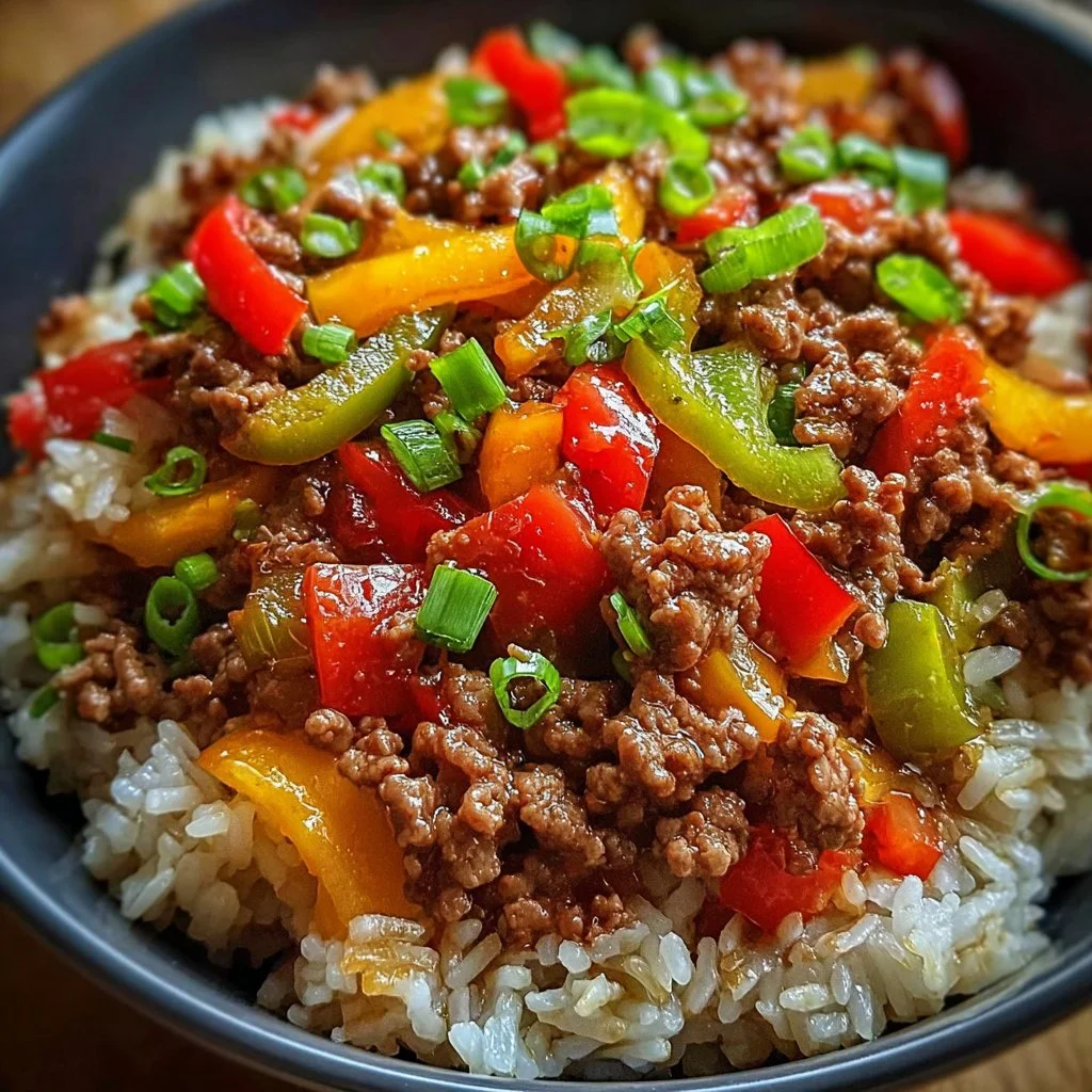 Healthy Beef and Pepper Rice Bowl 2 Healthy Beef and Pepper Rice Bowl