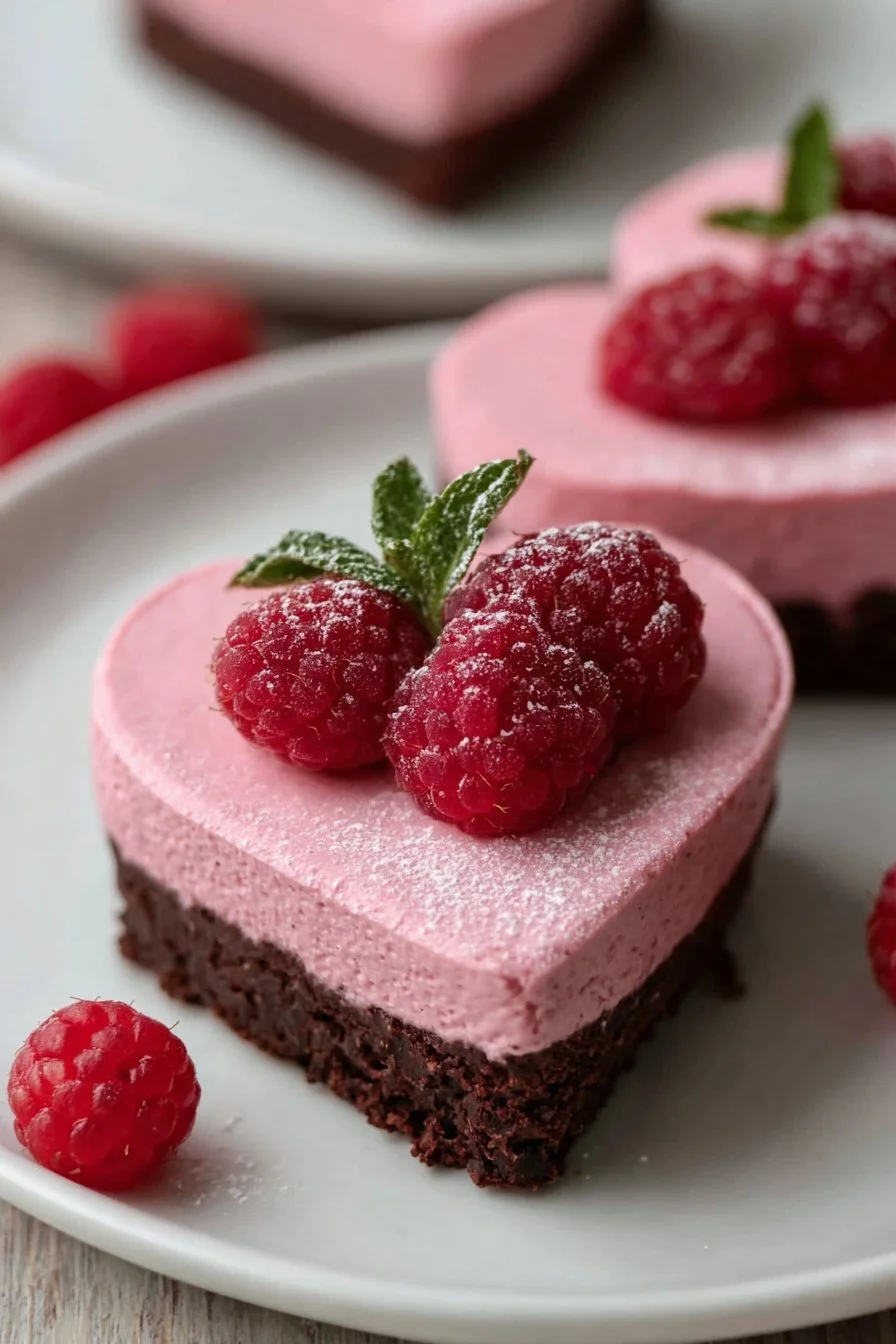 Heart-Shaped Raspberry Mousse and Brownies 2 Heart-Shaped Raspberry Mousse and Brownies
