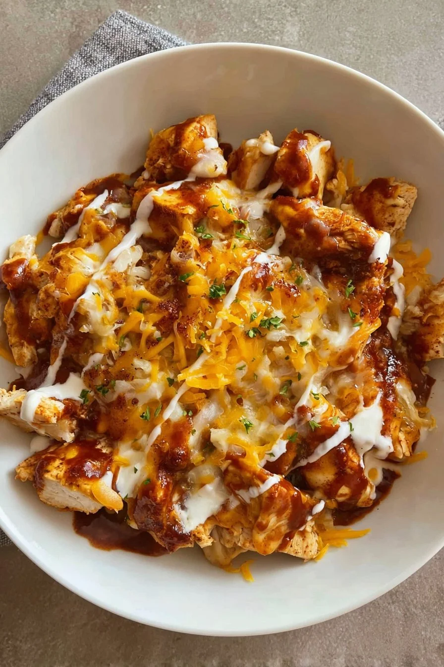 High Protein BBQ Ranch Chicken Bowl 1 High Protein BBQ Ranch Chicken Bowl with grilled chicken and ranch dressing
