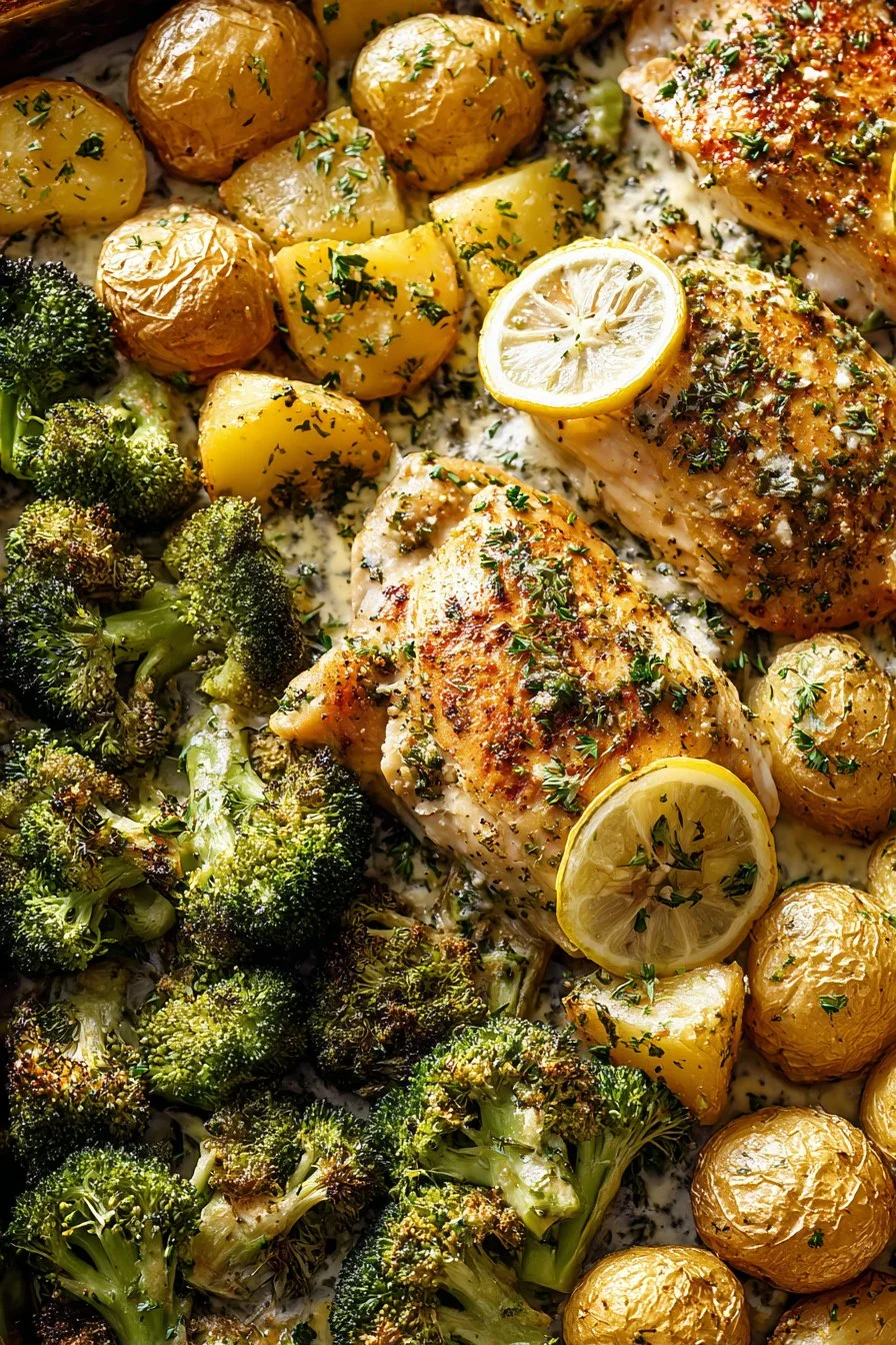 Lemon Garlic Chicken (Sheet Pan with Potatoes & Broccoli OR Marinade) 2 Lemon Garlic Chicken (Sheet Pan with Potatoes & Broccoli OR Marinade)