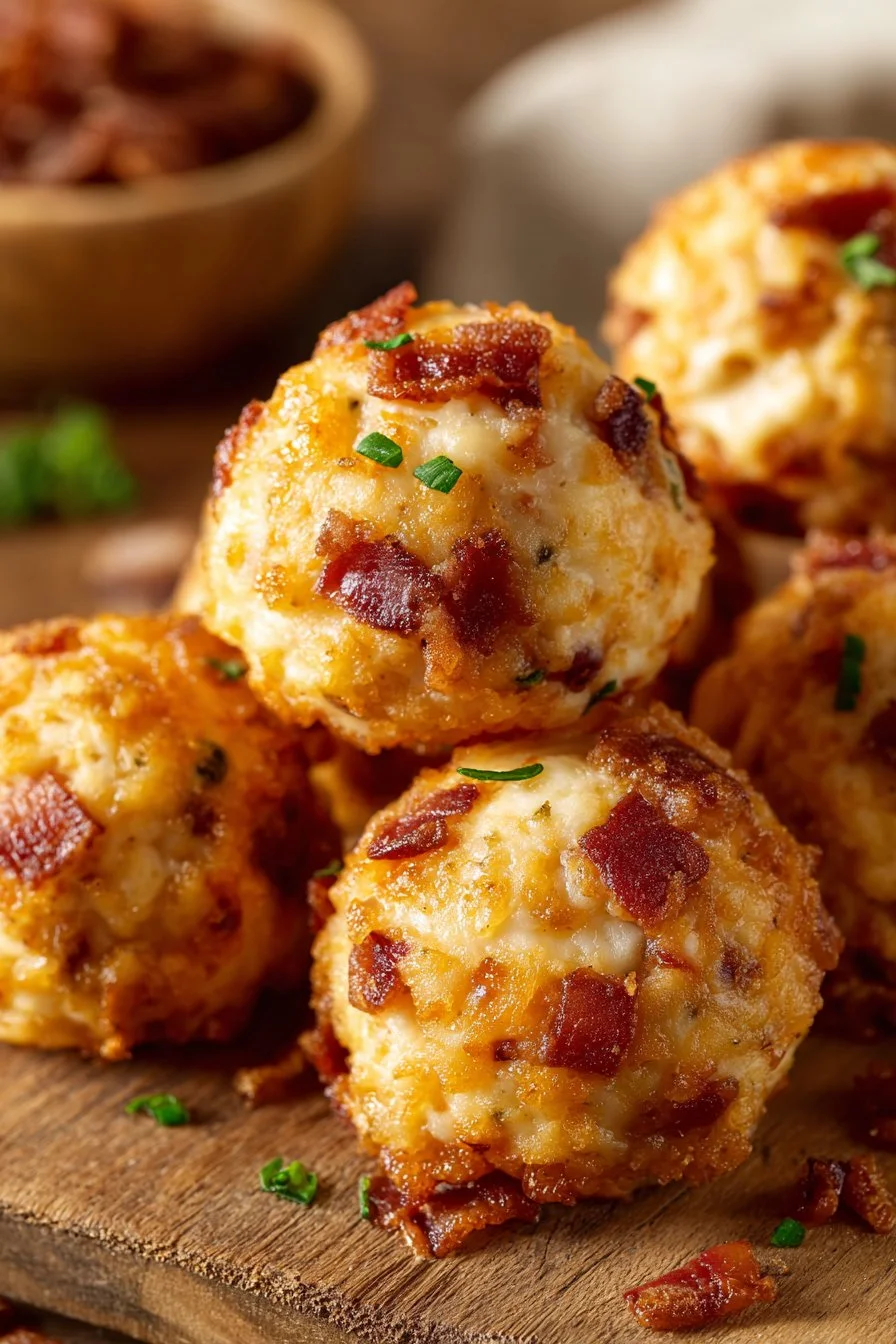 Mini Bacon Ranch Cheeseballs 1 Mini Bacon Ranch Cheeseballs served on a platter