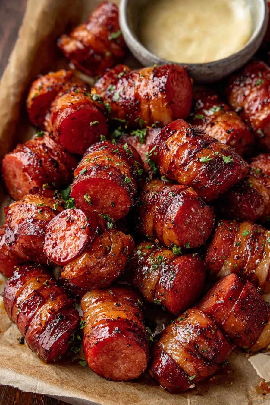 Mustard Hasselback Kielbasa Bites