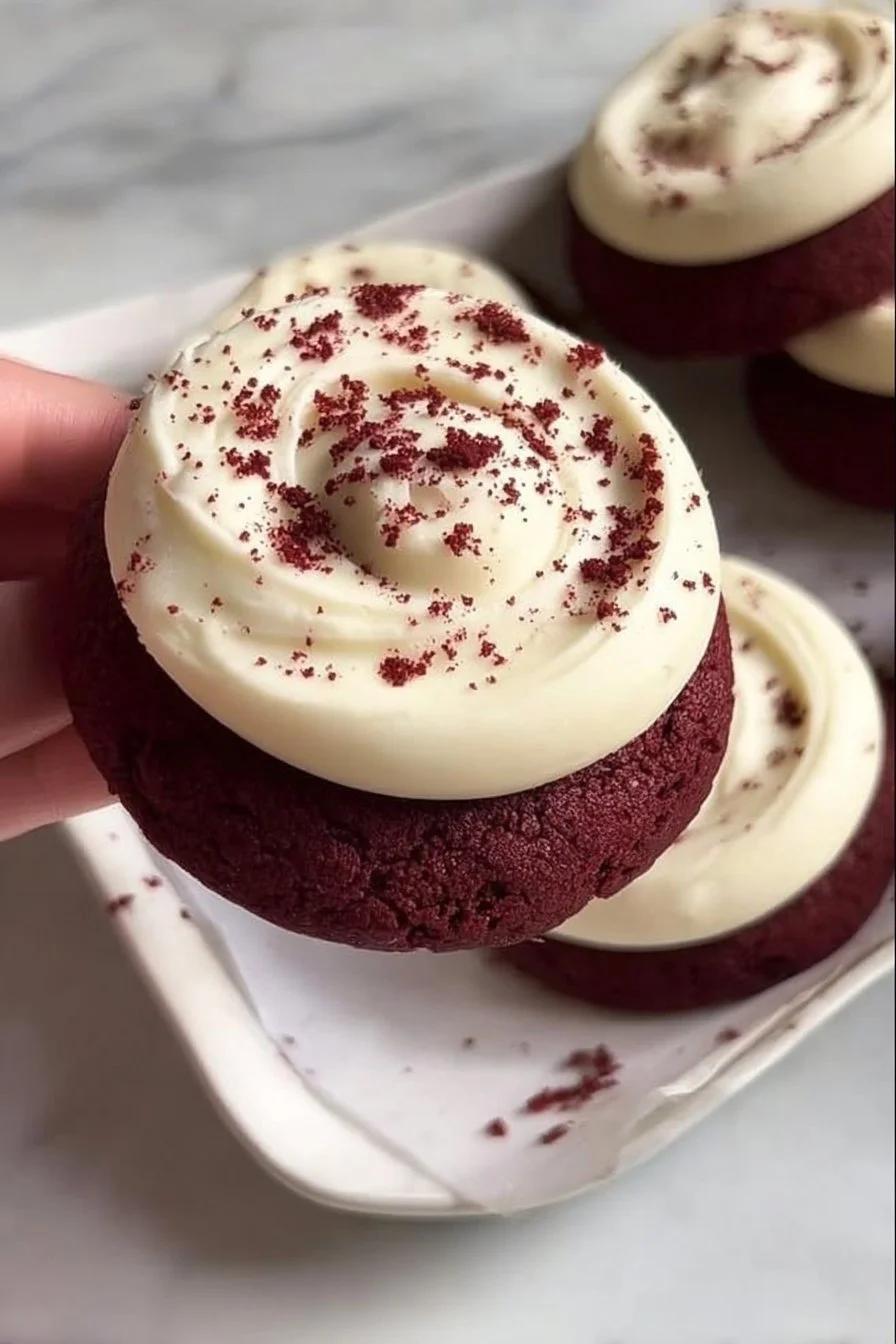 Red Velvet Cookies with Cream Cheese Frosting 2 Red Velvet Cookies with Cream Cheese Frosting