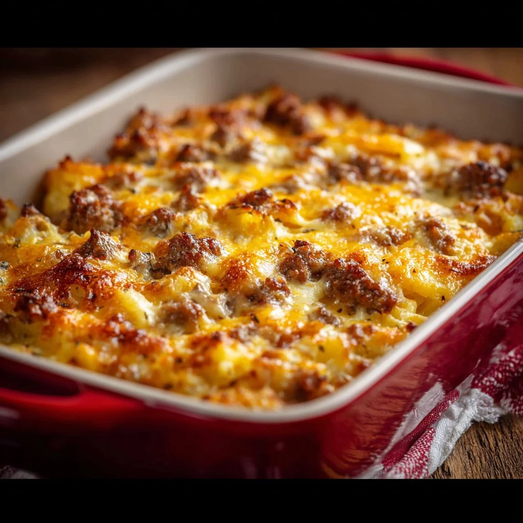 Sausage Hash Brown Breakfast Casserole 3 Sausage Hash Brown Breakfast Casserole fresh out of the oven