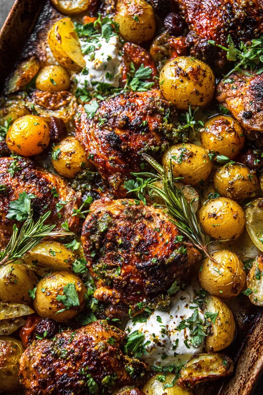 Sheet Pan Lemon Balsamic Chicken and Potatoes 2 Sheet Pan Lemon Balsamic Chicken and Potatoes