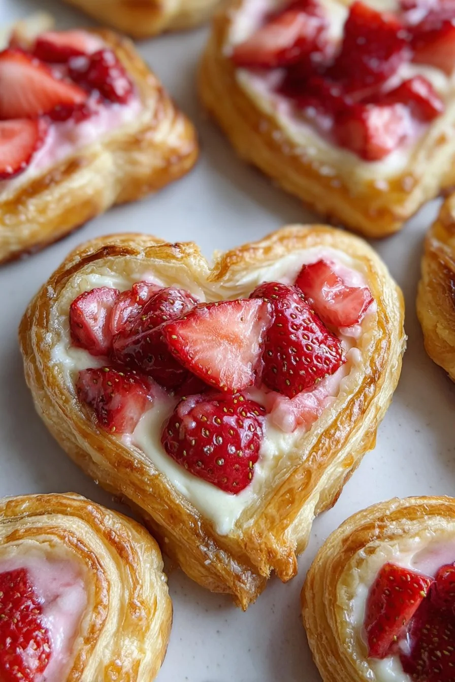 Strawberry Cream Cheese Heart Danishes 2 Strawberry Cream Cheese Heart Danishes