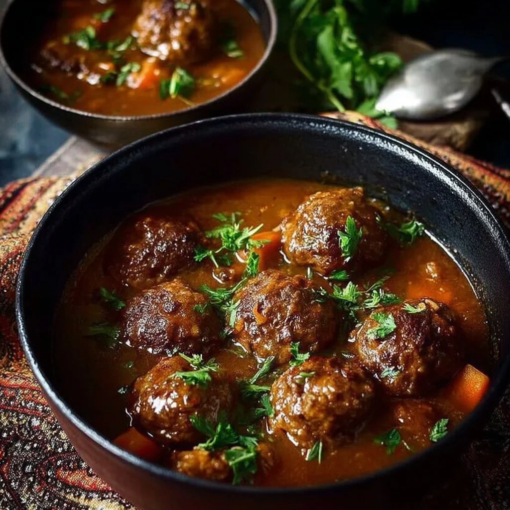 Stuffed Meatballs with Guinness Gravy and Colcannon 3 Delicious stuffed meatballs with Guinness gravy served alongside colcannon