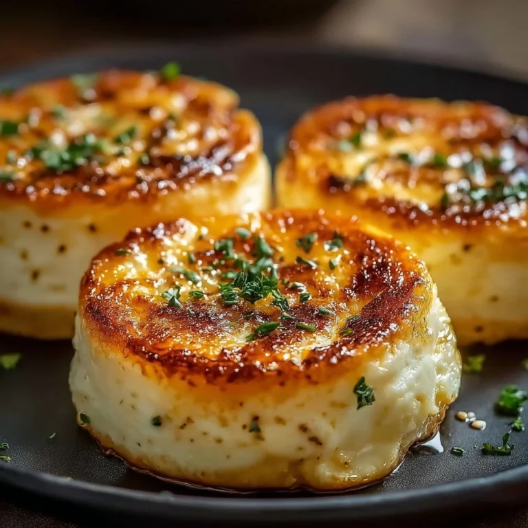 Baked cottage cheese eggs served in a dish with herbs on top