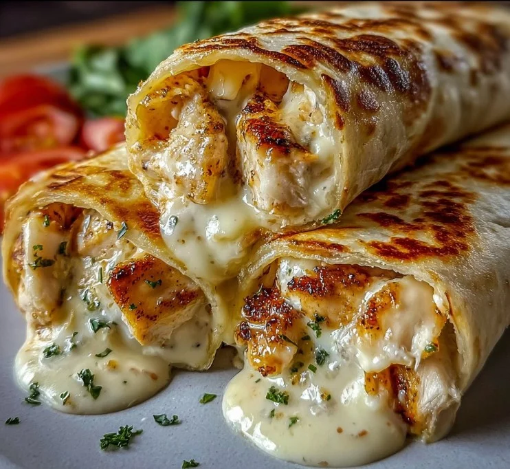 Cheesy Garlic Chicken Wraps