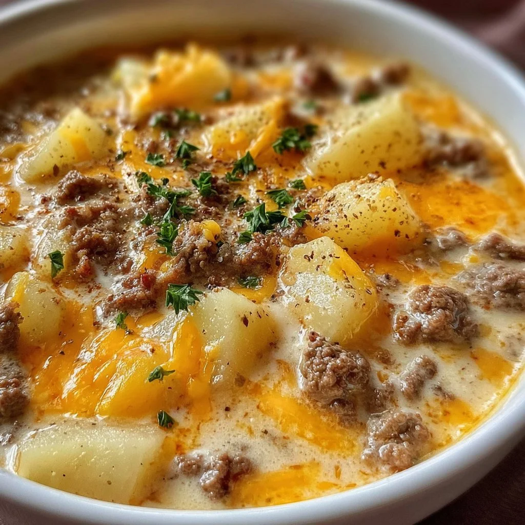 Cheesy Hamburger Potato Soup