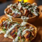 Delicious Chicken Shawarma served with garlic sauce and fresh herbs