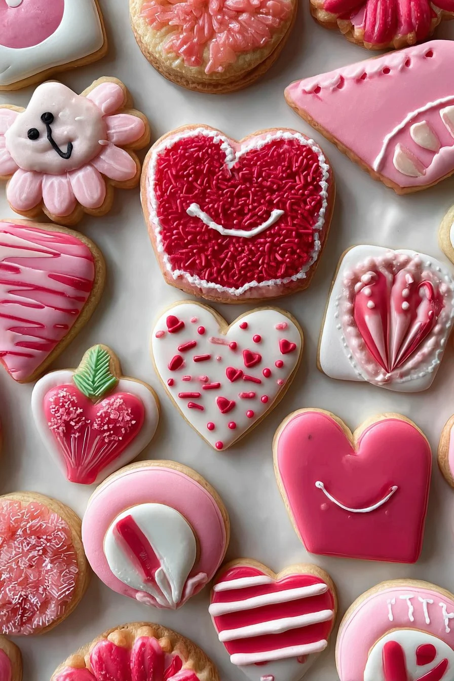 Easy Valentine Sugar Cookies with Royal Icing 2 Pin by Jessica Broussard on Sugar Cookies | Valentine sugar cookies, Holiday cookies, Royal iced cookies