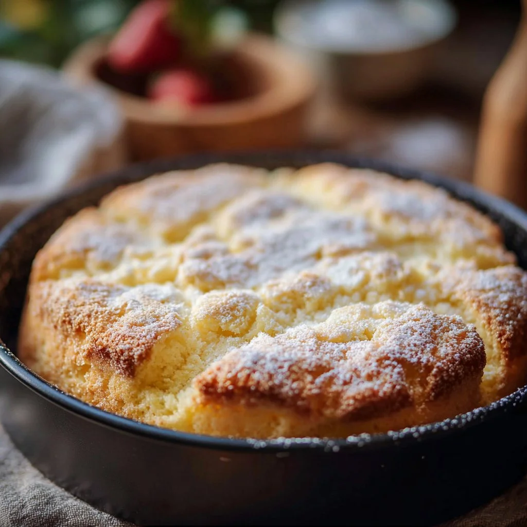 French Butter Cake Recipe 3 Delicious French butter cake, rich and moist, served on a white plate.