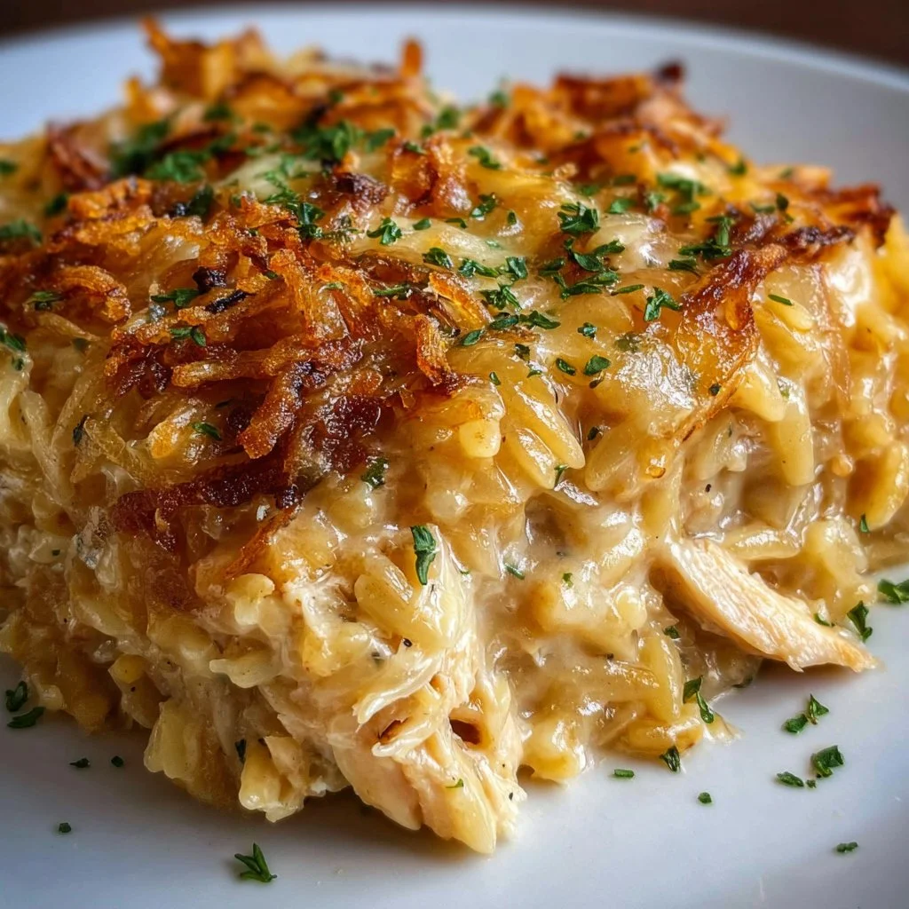 French Onion Chicken Orzo Casserole 2 French Onion Chicken Orzo Casserole