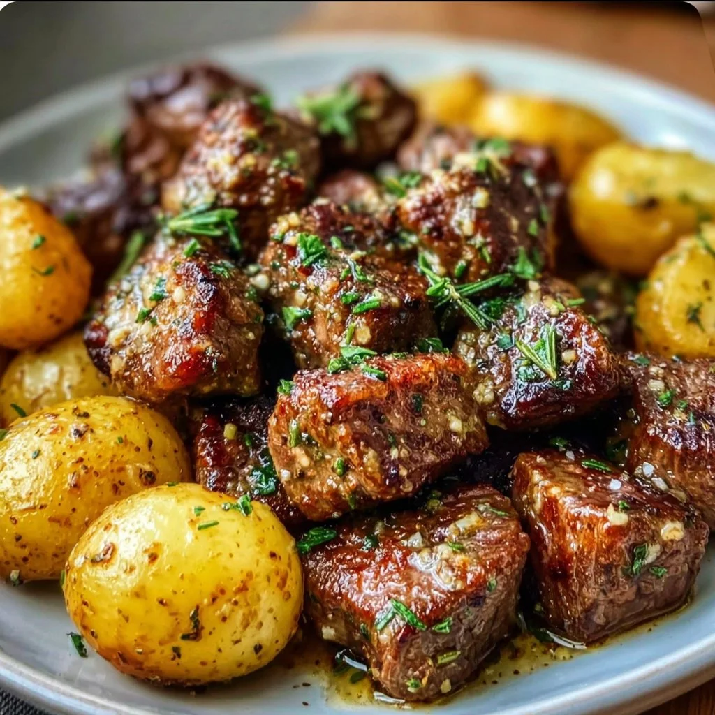 Garlic Butter Beef Bites with Potatoes