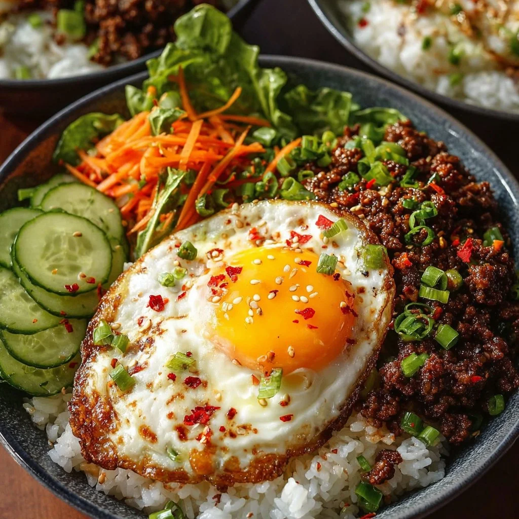 Korean Ground Beef Bowl 3 A delicious Korean Ground Beef Bowl with beef, vegetables, and rice