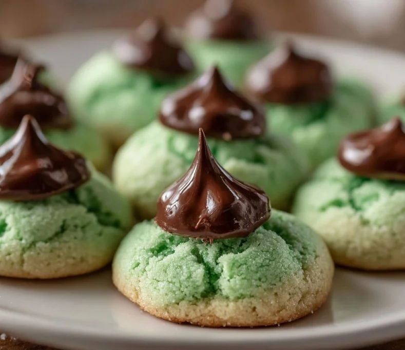 Mint chocolate kiss blossom cookies 2 Mint chocolate kiss blossom cookies are the sweet treat you have been looking for! They're puffy, minty, and g… | Christmas desserts, Mint desserts, Blossom cookies