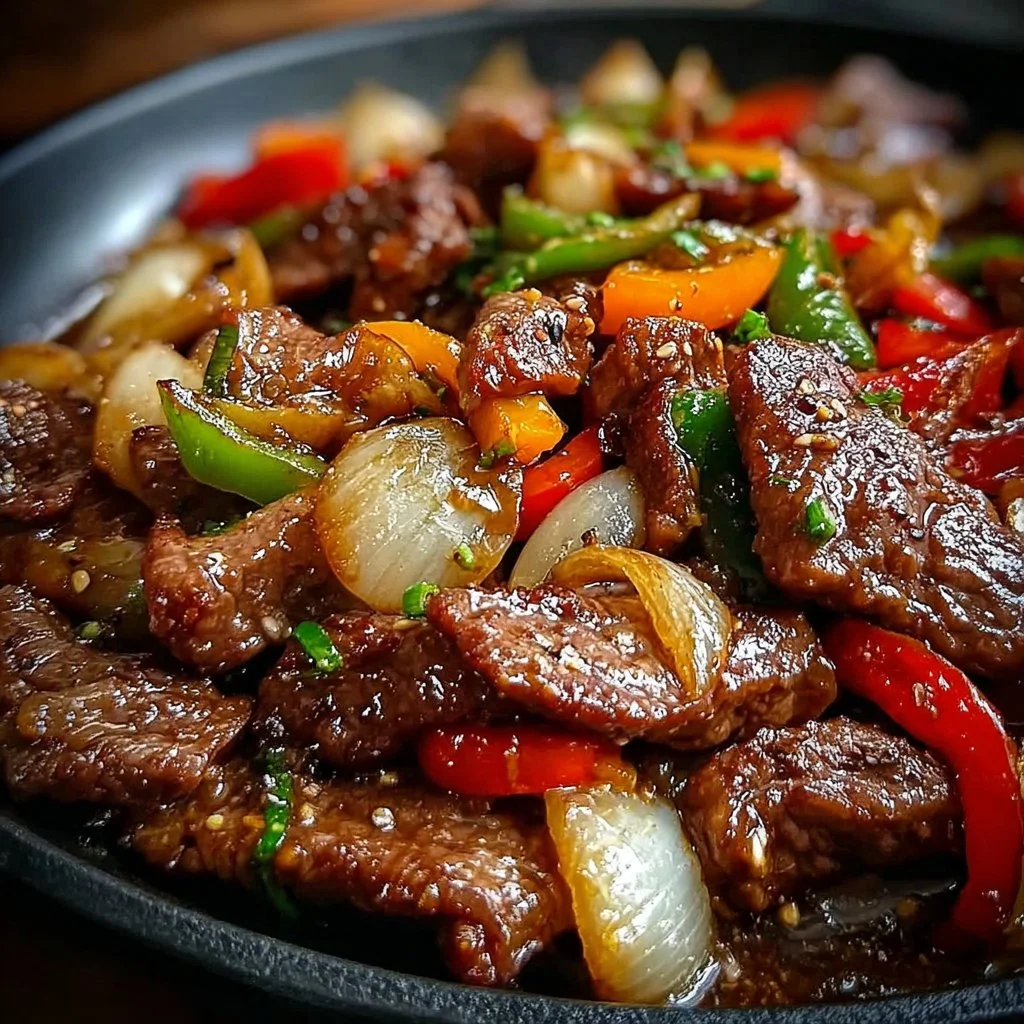Sizzling Chinese Pepper Steak with Onions 2 Sizzling Chinese Pepper Steak with Onions
