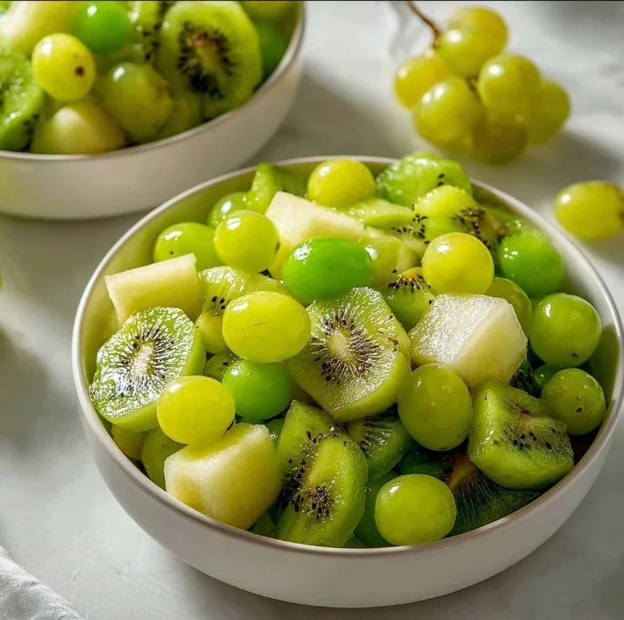 St. Patrick's Day Green Fruit Salad 3 Delicious St. Patrick's Day green fruit salad with assorted green fruits.