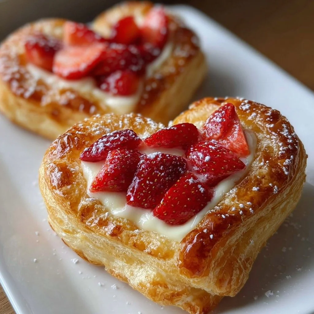 Strawberry Cream Cheese Heart Danishes 2 Strawberry Cream Cheese Heart Danishes