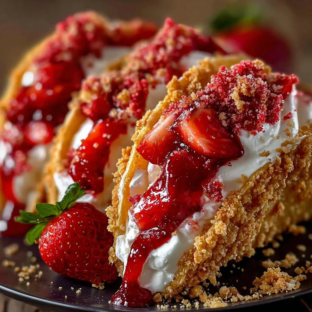 Strawberry Crunch Cheesecake Tacos 2 Strawberry Crunch Cheesecake Tacos