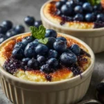 Baked Blueberry Cottage Cheese Bowls served in a rustic dish