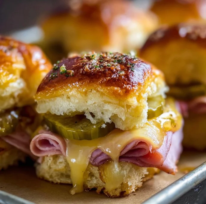 Pickle-Garlic Butter Cuban-Inspired Pull-Apart Sliders